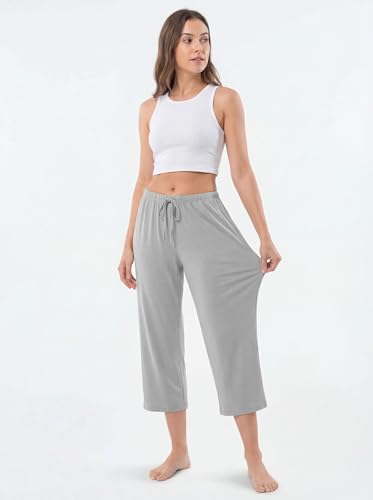 Image of Sexy Basics Women's Capri Lounge Pants | Stretch Comfort Soft Bottoms | Drawstring & Pockets | Multi Packs & Colors