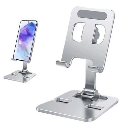 Generico Soporte de escritorio para teléfono, base ajustable de aleación de aluminio – Base portátil para smartphone | Para casa, oficina, viaje, apartamento, campus, dormitorio, salón, trabajo