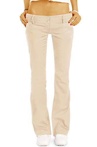 bestyledberlin BE Styled Damen Chinos - Stoffhosen - Bootcut Hüfthosen mit Stretch h17a 36/S beige