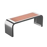 Gartenbank Edelstahl und Kunststoffholzmaterial 2-Sitzer Gartenbank Wetterfest, Gartenbank Ohne Lehne, für Den Rasen Auf Der Hinterhofterrasse(120CM)