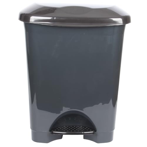 Jolie Max Large Pedal Bin with Inner Bucket. (50L) Kitchen Foot Operate Pedal Waste Bin. Recycling Dustbin. (Silver & Black Lid)