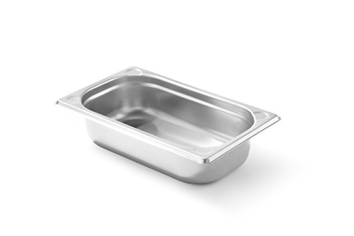 HENDI Bac Gastronorme, GN 1/4, résistance thermique -40 °C à 300 °C, utilisable dans des fours à convection, des réfrigérateurs, des bain-maries, des chafing dishes, 1.8L, 265x162(H)65mm, inox