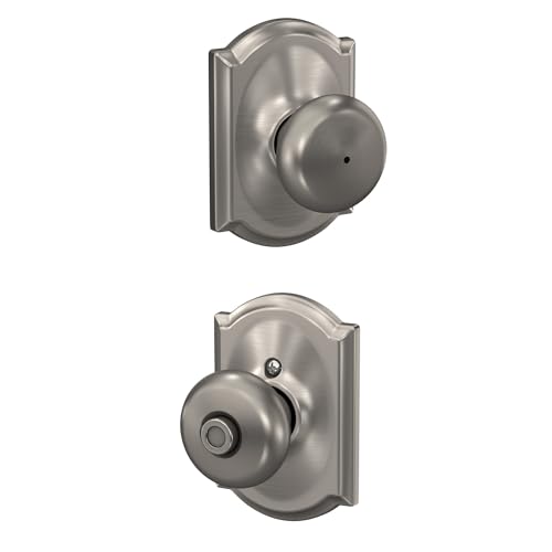 SCHLAGE F40 PLY 619 CAM Camelot Collection Plymouth Privacy Knob, Satin Nickel