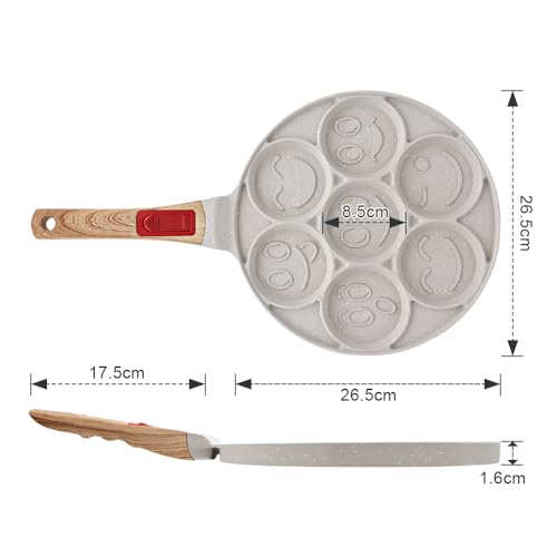 RANX INGST Pancake Pan 7 Holes, Non Stick Mini Crepe Pan with Detachable Handle, Pancake Mold for Kids, Oven Safe, White - Image 3
