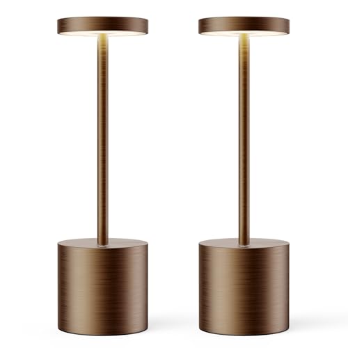 ZenithLight Paquete de 2 lámparas de mesa inalámbricas recargables, luz de mesa LED que funciona con pilas, 5000 mAh, funciona con pilas, lámpara de escritorio resistente a la intemperie para comedor,
