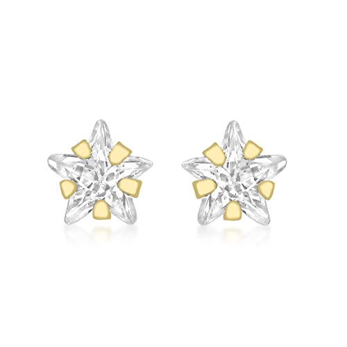 Boucles d'oreilles puces étoile cubic zirconia en or jaune 9 ct pour femmes Carissima