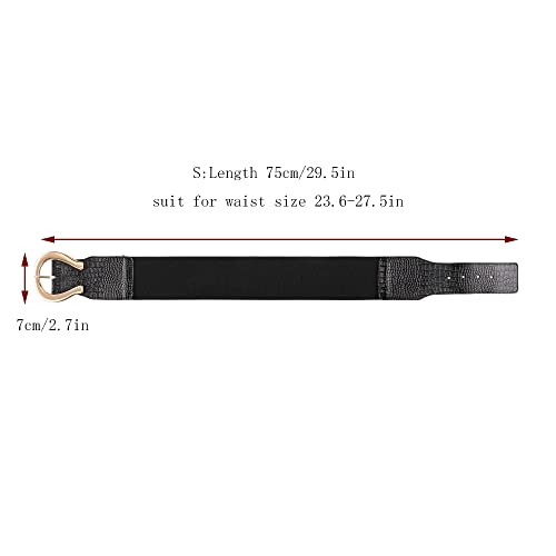 Ayliss Women Vintage Elastic Belt Crocodile Pattern Stretchy Retro PU Leather Fashion Wide Waist Cinch Dress Belt3