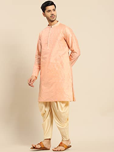 Image of Men's Navy Blue Cotton Festive Wear Regular Fit Woven Design Kurta | Indian Wedding Wear Kurta | Festive Ethnic Kurta