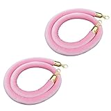 Hosifiy 2 Stück Rungenstütze Seil aus Samt Rosa, 5 Fuß Samt Rungenseil mit Goldenen Haken Stanchion Warteschlange Samtseil zur Partydekoration