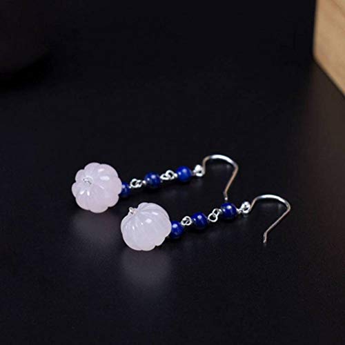 Puces d'oreilles femme style simple en argent et lapis gourde