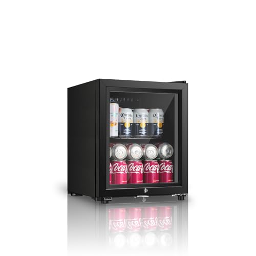 Beverage Refrigerator, 4.5 Cu.ft Mini Fridge with Double Glass Door, Cooler for Soda, Beer or Wine for Home, Office or Bar with Adjustable Removable Shelves(Black)