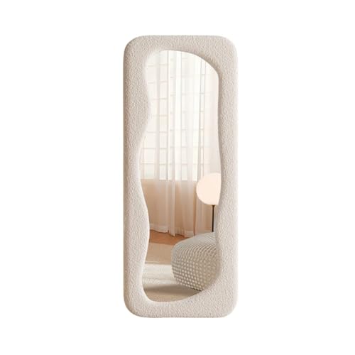 SensaHome gepolsterter Standspiegel Curvy – asymmetrischer organischer Ganzkörperspiegel aus Bouclé-Stoff – 60 x 160 – Teddyweiß SensaHome gepolsterter Standspiegel Curvy – asymmetrischer organischer Ganzkörperspiegel aus Bouclé-Stoff – 60 x 160 – Teddyweiß