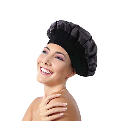Cordless Deep Conditioning Heat Cap - Microwavable Heat Cap for Steaming, Heat Therapy for Hair, Thermal Spa Hair Steamer Gel Cap (Black)