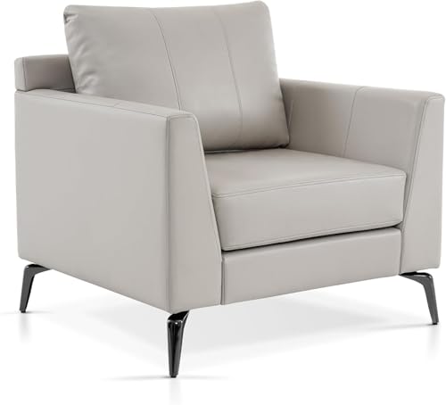 MCombo Modern Accent Faux Leather Chair (Beige)