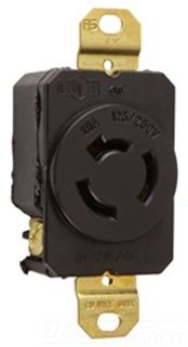 Locking Outlet, Black, Non-NEMA, 125/250-Volt, 20-Amp