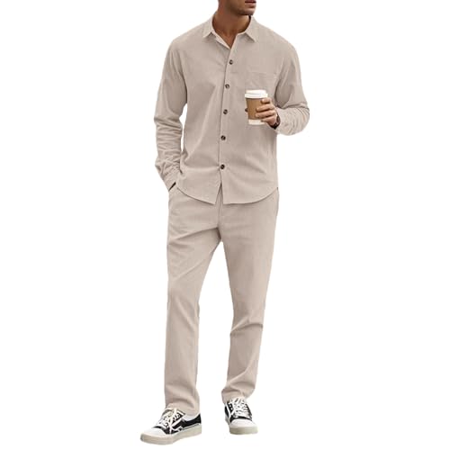 Chemise à Manches Longues Bouton et Pantalon en Velours Côtelé Souple