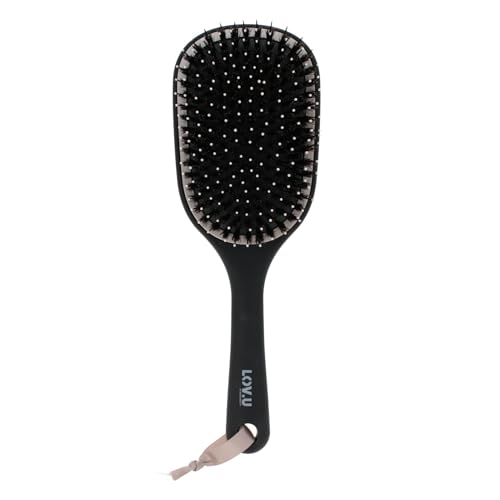 PARSA Beauty LOV.U Entwirrbürste Wet & Dry (Schwarz) – schonende Haarbürste mit Multi-Flexible-Nylonpins und Wildschweinborsten – ideal zum Entwirren & Pflegen von nassem und trockenem Haar