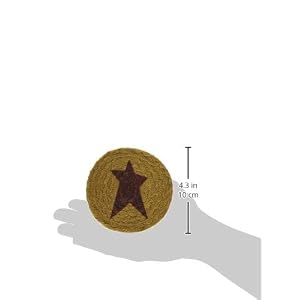 VHC Brands Heritage Farms Primitive Coaster Star Set of 6 Stenciled Textured Jute Round 4" VHC Brands Heritage Farms Primitive Coaster Star Set of 6 Stenciled Textured Jute Round 4