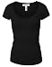 Active Basic Womens Plain Basic Deep Scoop Neck with Cap Short Sleeves