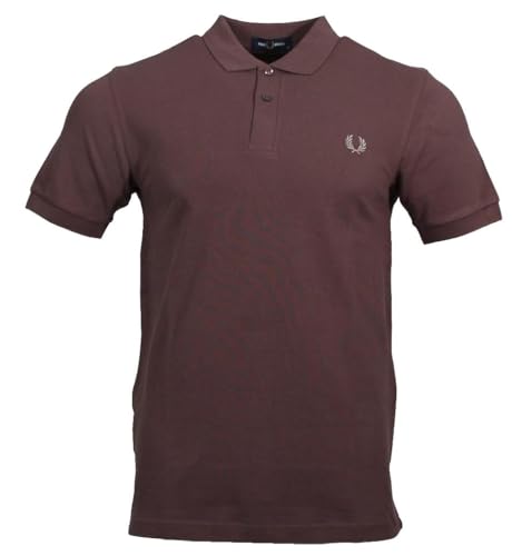 Fred Perry Polo para hombre M6000 sin rayas de contraste, Marrón oscuro (u85), M