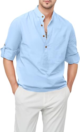 Image of Zombom Men's Cotton Blend Mandarin Collar Self One Design Full Sleeve Casual Short Kurta