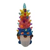 NESKTS Gnomo Árbol de cerámica de Pascua, gnomo de conejo iluminado decoraciones de Pascua para la mesa de la habitación del hogar, decoración de primavera y Pascua, figura coleccionable