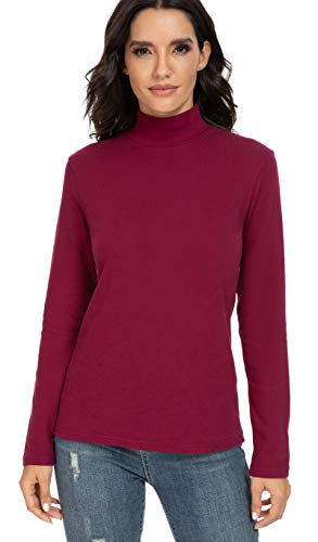 Image of Women's Cotton Mock Turtleneck Long Sleeve Basic Thermal Top