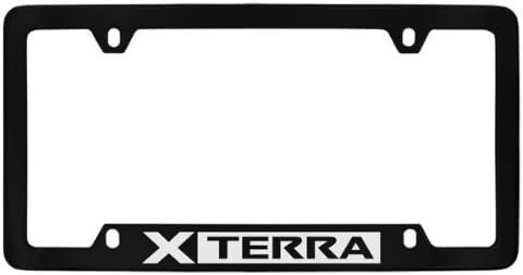 Nissan Xterra Black Coated Metal Bottom Engraved License Plate Frame Holder