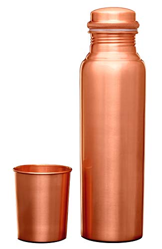 Signoraware Copper Bottle with Glass (Matt) (Pack of 1 Bottle + 1 Glass 275 ml)