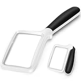 Tobegiga 5-Fache Lupe Mit Licht, Leselupe Zusammenklappbare GroĂźE Rechteckige Handlupe, Dimmbare Led FĂĽR Senioren Mit Makuladegeneration, Zeitungen BĂĽCher Kleingedrucktes FĂĽR Sehbehinderte - WeiĂź