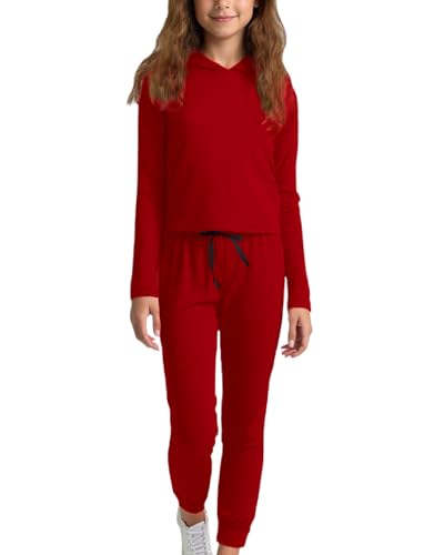 Sweet Hearts Girls Joggers Set - 2 Piece Fleece Pullover Girls Hoodies and Kids Sweatpants Athletic Sets: Made in USA (5-18)