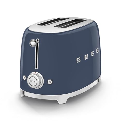 Image of SMEG 2 Slice Toaster with 6 Presets and Defrost Function and Removable Crumb Tray (Navy)