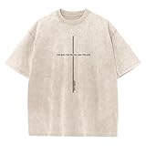 Wrenpies Christian Jesus Shirts for Men God Faith Religious Tshirt Cross Bible Verse Tops Acid Wash Oversized Graphic Tees(Apricot,XL)