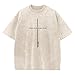 Wrenpies Christian Jesus Shirts for Men God Faith Religious Tshirt Cross Bible Verse Tops Acid Wash Oversized Graphic Tees(Apricot,XL)