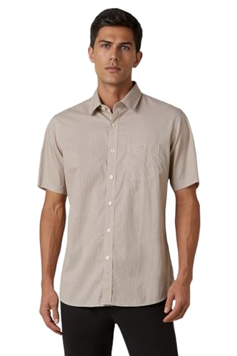 Image of Van Heusen Casual Printed Shirt for Men| Premium Cotton| Half Sleeves| Slim Fit |Breathable Fabric