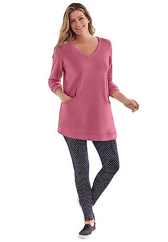 Woman Within Women's Plus Size Sherpa Sweatshirt Tunic - 5X, Heather Raspberry Sorbet Pink #TOP7