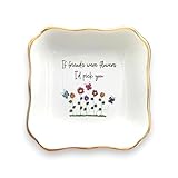 HatafaFurni Gift for Friend, Ring Dish for Her Women Girl Sister Friend, Ceramic Jewelry Dish, Jewelry Holder, Trinket Tray, Friendship Gift, Soul Sitser Present, If Friends were Flowers I Pick You