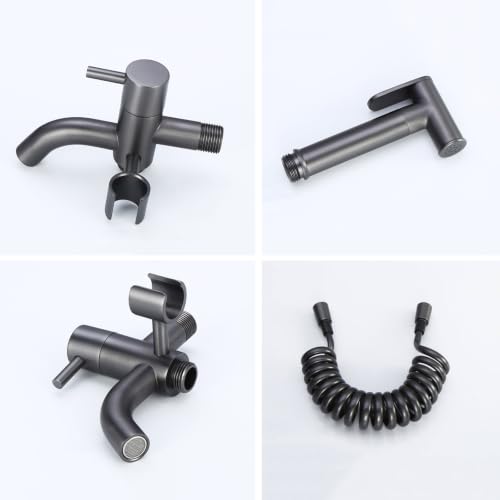 Grifo de bidet para WC gris para renovar la higiene de tu baño o limpiar en el balcón 7