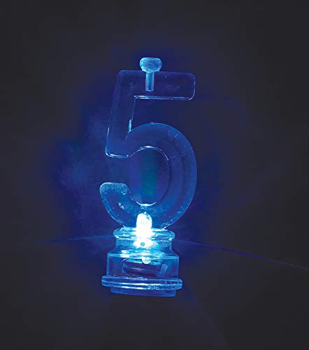 Unique Number 5 Flashing Candle Holder & Candles, 3", Multicolor #TOP5