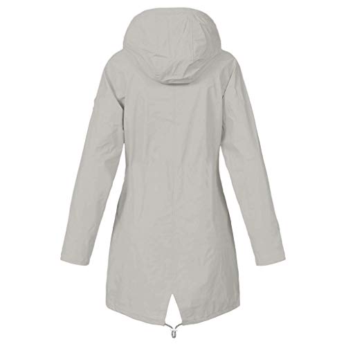 JiXiang Grey 3X-Large Women's Packable Rain Jacket with Hood and Drawstring for Outdoor Adventures - Image 4