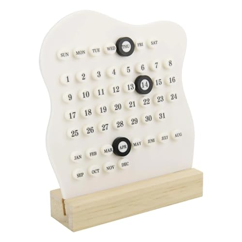 Calendrier bois bureau bloc date ajustable petit format permanent blanc