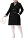 Agnes Orinda Plus Size Long Coats for Women Notched Lapel Winter Warm Double Breasted Coat 2X Black