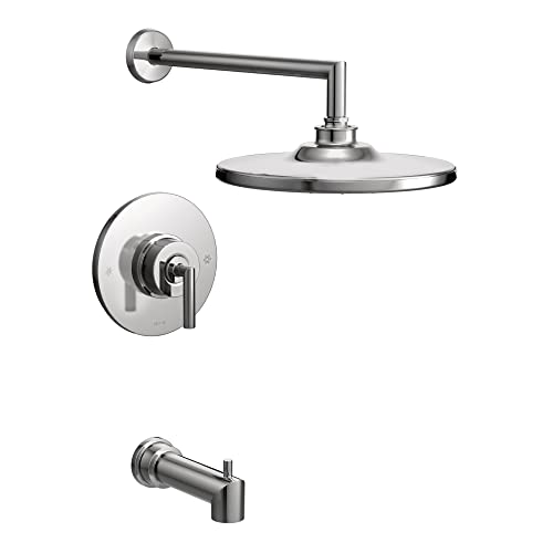Moen TS22003EP Arris Posi-Temp Kit de Recorte para Tina y Ducha Moderno con Balance de Presión con Ducha de Lluvia Eco-Rendimiento de 10 pulgadas, Válvula Requerida, Cromo miniatura 1