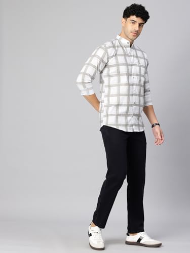 Image of Majestic Man Men's Pure Cotton Mandarin Collar Slim Fit Casual Shirt