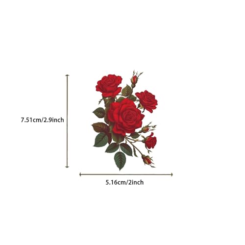 Image of Transparent Flora Scrapbook Stickers Aesthetic Flowers Stickers(Red) | Transparent & Waterproof Sticker for Scrapbook Journal Water Bottle Kindle, DIY Crafts, Party Supplies