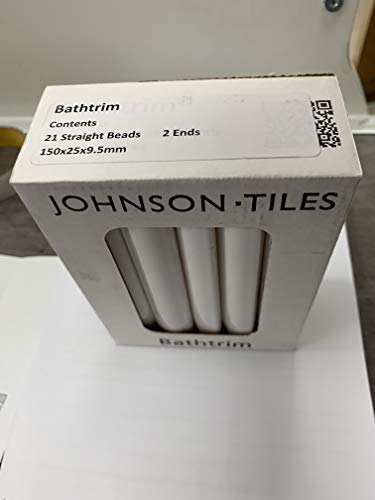 White Gloss Tile 6ft x 23mm (1.8m), Ceramic White Bathtrims / Quadrant Sets Tiles, Per Pack