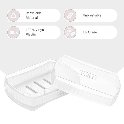 Image of FLAIR Estella Soap Case with Drainage | Reusable & Durable Soap Box | Modern Bathroom Soap Holder (1, Clear)