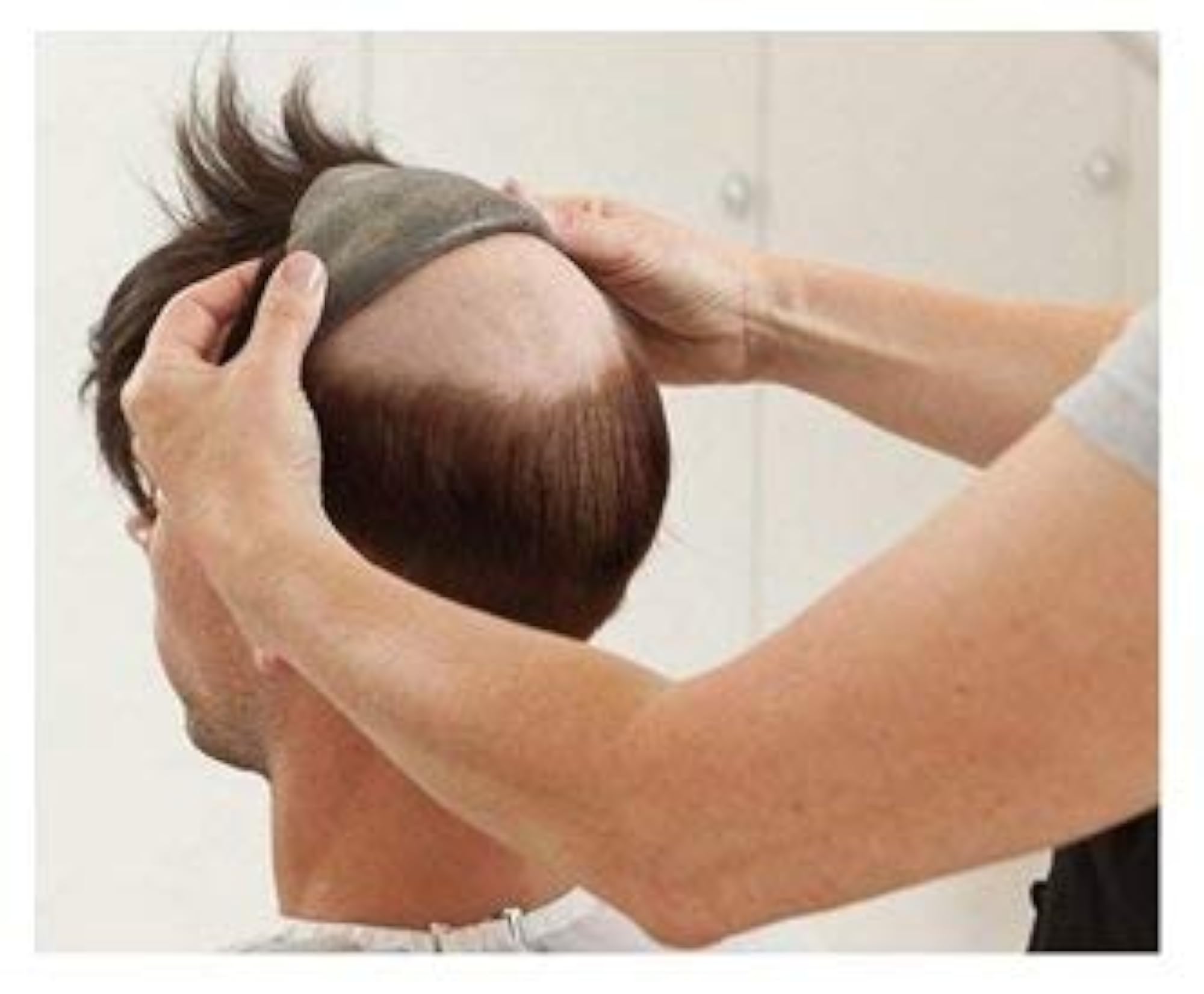 Professional Stock Human Hair Men's Toupee, Natural Black
