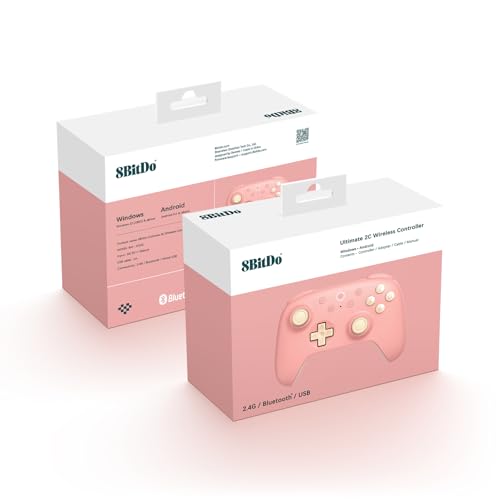 Image of AKNES 8Bitdo Ultimate 2C Wireless 2.4G Controller for Windows PC and Android, Gamepad with Hall Effect Joysticks and Hall Triggers, 1000Hz Polling Rate, Remappable L4 /R4 Bumpers - Peach | Gamepad with Hall Effect Joysticks and Hall Triggers, 1000Hz Polling Rate, Remappable L4 /R4 Bumpers - Peach
