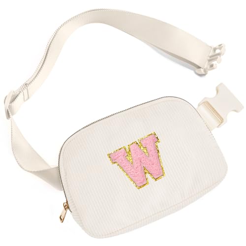 Image of Gitus Gifts for Teen Girls 10-12 12-14 14-16 16-18 Birthday Gifts for Girls Women Sister Teacher Initial Belt Bag Fanny Pack Crossbody Bags for Teen Girl Gifts Trendy Stuff Travel Essentials (Ivory-W)